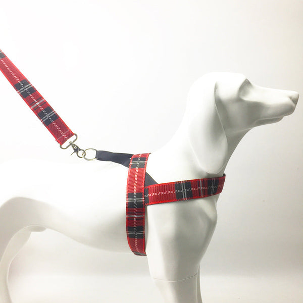 HKM-6405565 Adjustable Lattice Dog Harness with 150cm Leash - Red, Yellow, Gray, Multiple Sizes Available