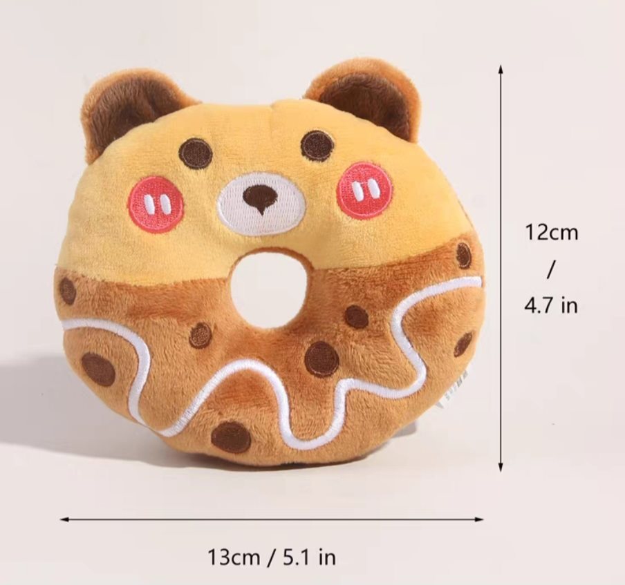 HKM-6405949 Plush Donut Sound Toy for Small and Medium Pets - Bear, Unicorn, Frog Designs