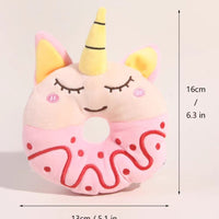 HKM-6405949 Plush Donut Sound Toy for Small and Medium Pets - Bear, Unicorn, Frog Designs