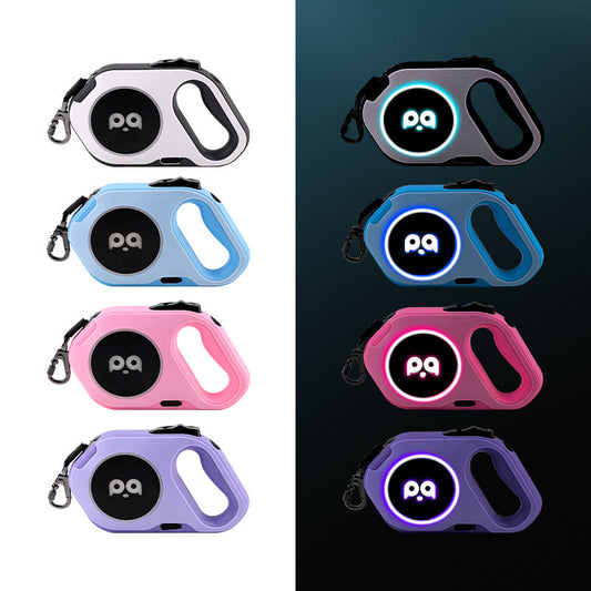 HKM-6406077 LED Retractable Dog Leash with Light - USB Rechargeable, Multiple Colors Available