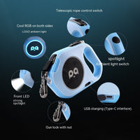 HKM-6406077 LED Retractable Dog Leash with Light - USB Rechargeable, Multiple Colors Available