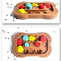 HKM-6407101 Multi-Functional Wooden Puzzle Toy for Dogs - Paw Print & Bone Design