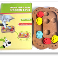 HKM-6407101 Multi-Functional Wooden Puzzle Toy for Dogs - Paw Print & Bone Design