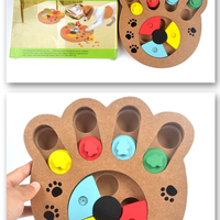 HKM-6407101 Multi-Functional Wooden Puzzle Toy for Dogs - Paw Print & Bone Design