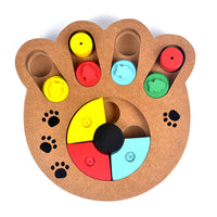 HKM-6407101 Multi-Functional Wooden Puzzle Toy for Dogs - Paw Print & Bone Design