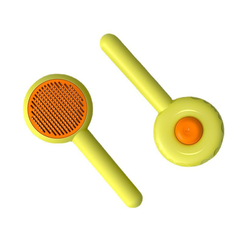 HKM-6407869 Pet Grooming Donut Comb with Stainless Steel Needles for Cats and Dogs - Green, Pink, White