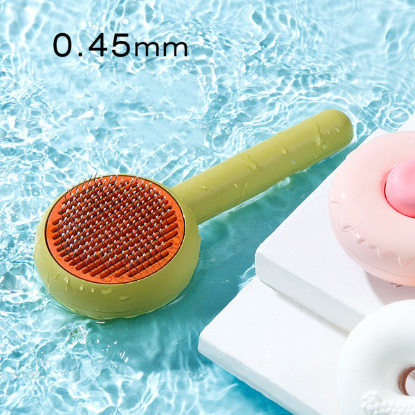 HKM-6407869 Pet Grooming Donut Comb with Stainless Steel Needles for Cats and Dogs - Green, Pink, White