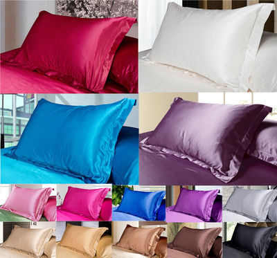 HKM-640787 Pure Color Silk Single Pillow Case in Simple Style - Imitation Silk, Polyester Allergen-Free