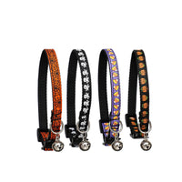 HKM-6408253 Halloween-Themed Cat Collar in Multiple Patterns: Spider Web, Skull, Candy, Pumpkin - Adjustable Size S (1.0*28cm)