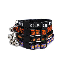 HKM-6408253 Halloween-Themed Cat Collar in Multiple Patterns: Spider Web, Skull, Candy, Pumpkin - Adjustable Size S (1.0*28cm)