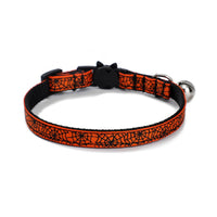 HKM-6408253 Halloween-Themed Cat Collar in Multiple Patterns: Spider Web, Skull, Candy, Pumpkin - Adjustable Size S (1.0*28cm)