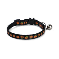 HKM-6408253 Halloween-Themed Cat Collar in Multiple Patterns: Spider Web, Skull, Candy, Pumpkin - Adjustable Size S (1.0*28cm)