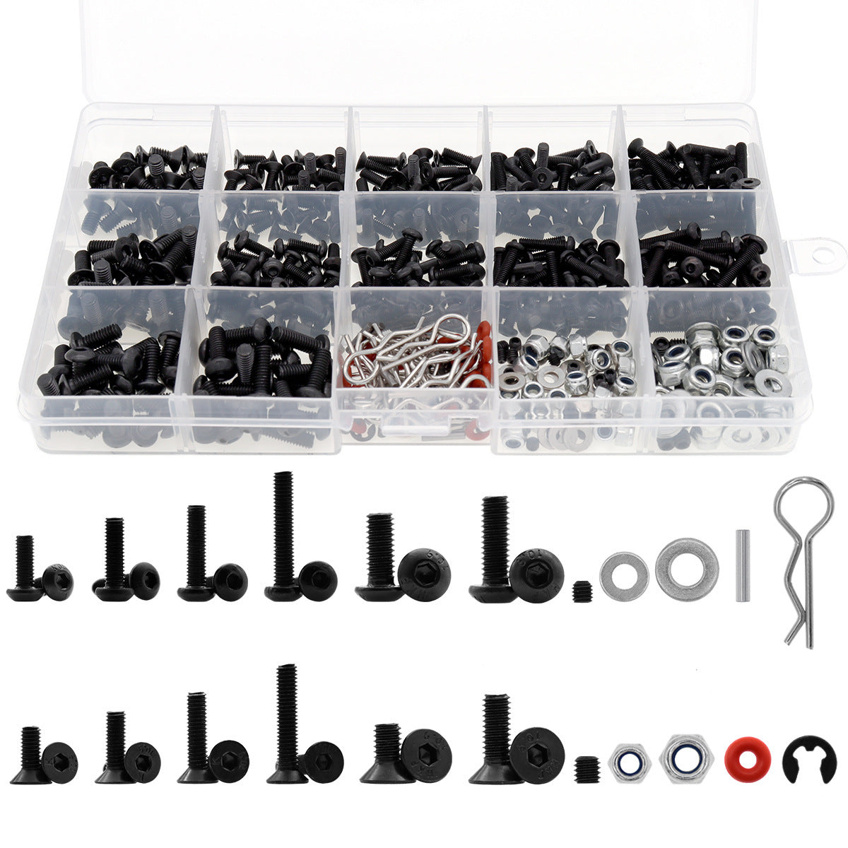 HKM-640851 M3M4 Metal Screw Box with 500 Repair Tools for Remote Control Car Models