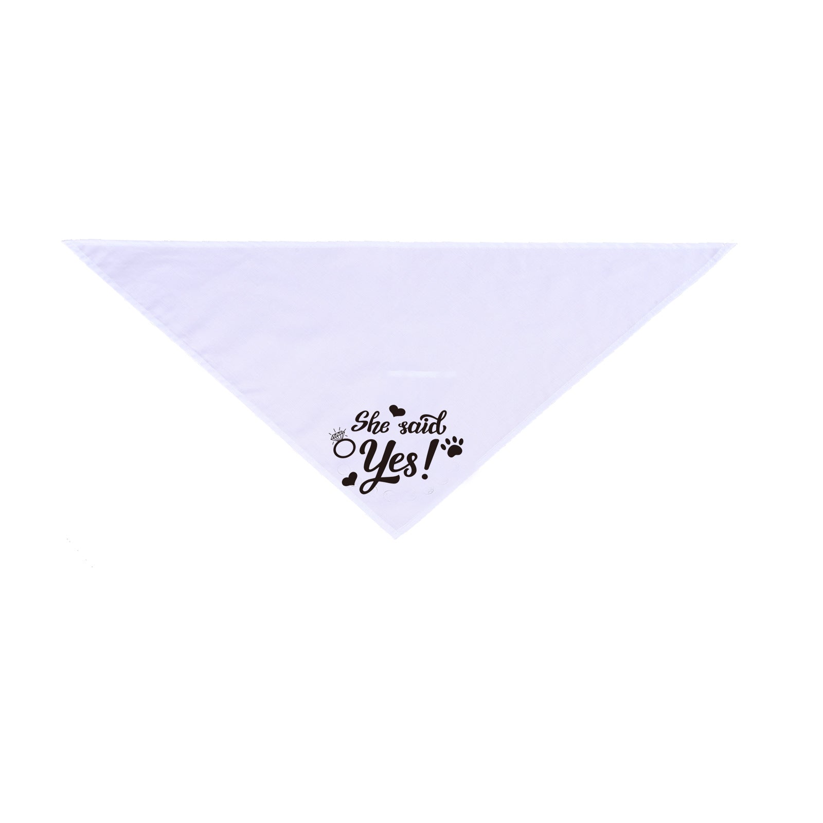 HKM-6408637 White Dog Wedding Scarf with "He Asked, She Said Yes" Design, Adjustable Neck Size 25-48CM, Durable Polyester