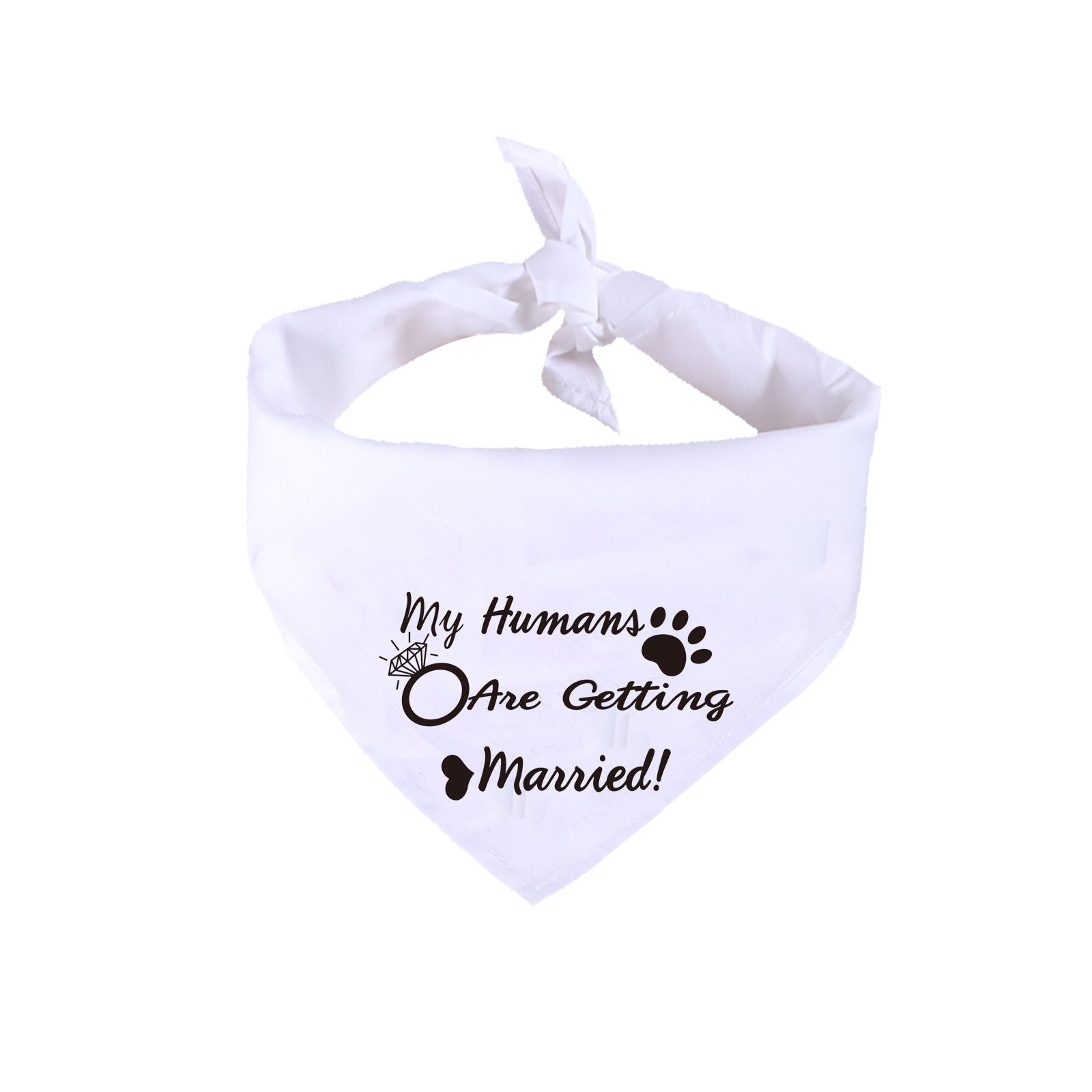 HKM-6408637 White Dog Wedding Scarf with "He Asked, She Said Yes" Design, Adjustable Neck Size 25-48CM, Durable Polyester