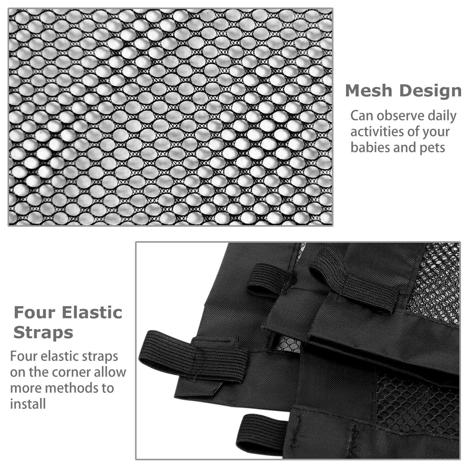 HKM-6409533 Portable Mesh Safety Gate for Pets - Adjustable, Pressure-Mounted Fence for Stairs and Doorways