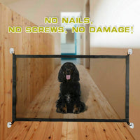 HKM-6409533 Portable Mesh Safety Gate for Pets - Adjustable, Pressure-Mounted Fence for Stairs and Doorways