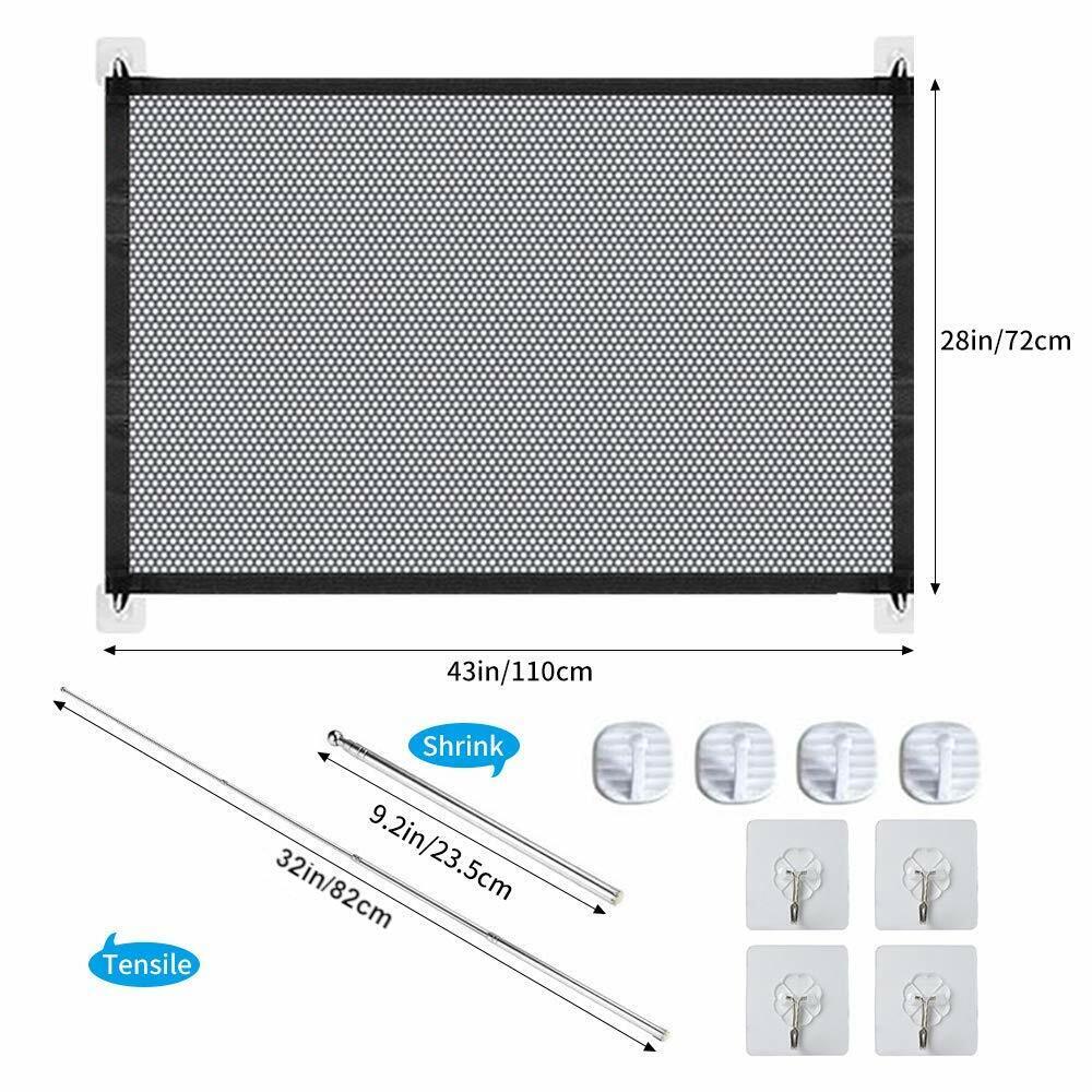 HKM-6409533 Portable Mesh Safety Gate for Pets - Adjustable, Pressure-Mounted Fence for Stairs and Doorways