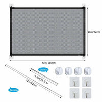 HKM-6409533 Portable Mesh Safety Gate for Pets - Adjustable, Pressure-Mounted Fence for Stairs and Doorways