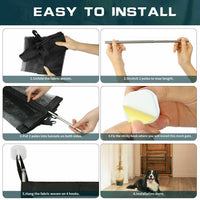HKM-6409533 Portable Mesh Safety Gate for Pets - Adjustable, Pressure-Mounted Fence for Stairs and Doorways