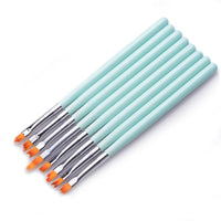 HKM-640979 Nail Art Brush Set – 8 Specialty Tip Brushes with Pink and Lake Blue Handles for Flower Design