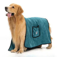HKM-6411709 Quick-Dry Dog Bathrobe Towel with Pocket - Absorbent Cleaning Glove Style for Pets
