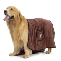 HKM-6411709 Quick-Dry Dog Bathrobe Towel with Pocket - Absorbent Cleaning Glove Style for Pets