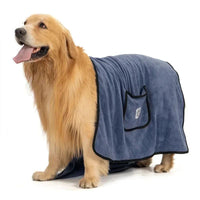 HKM-6411709 Quick-Dry Dog Bathrobe Towel with Pocket - Absorbent Cleaning Glove Style for Pets