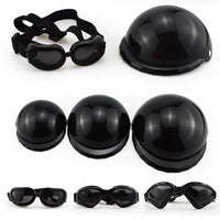 HKM-641171 Stylish Monochrome Pet Safety Helmet and Sunglasses Set for Dogs and Cats