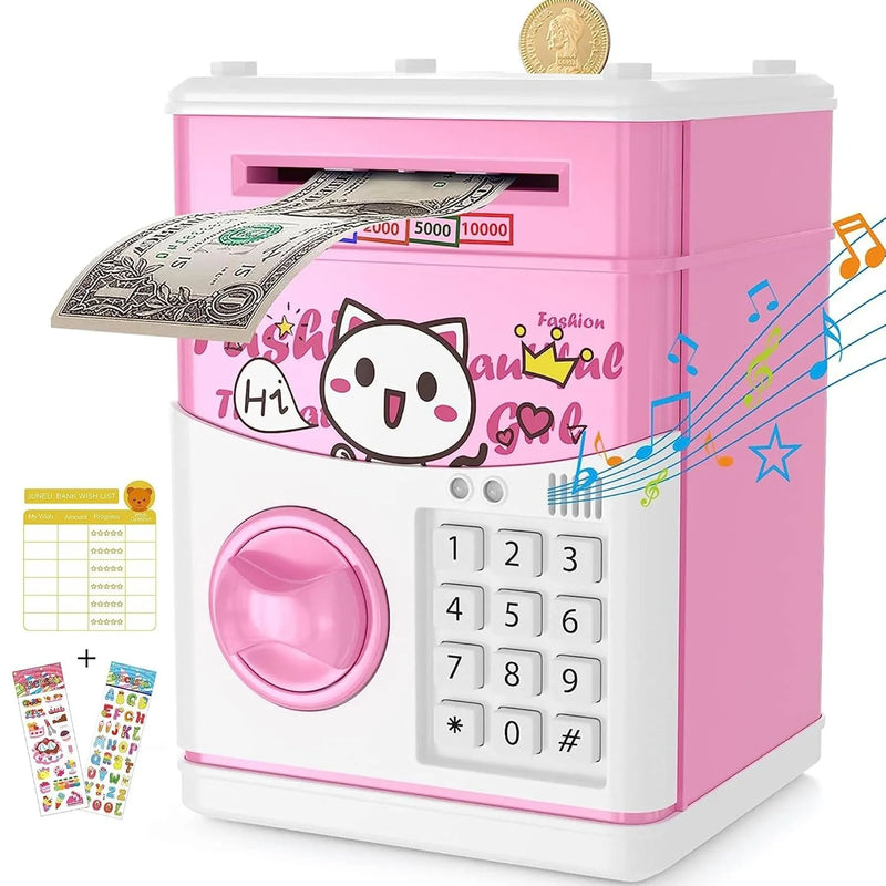 HKM-641299 Electronic Piggy Bank ATM Money Safe Box for Kids - Plastic, Mini Size, Ideal for Ages 2-12