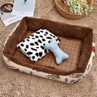 HKM-6416061 Cozy Pet Bed for All Dog Sizes in Soft Cloth ¨C Available in Brown, Gray, Pink, and Beige