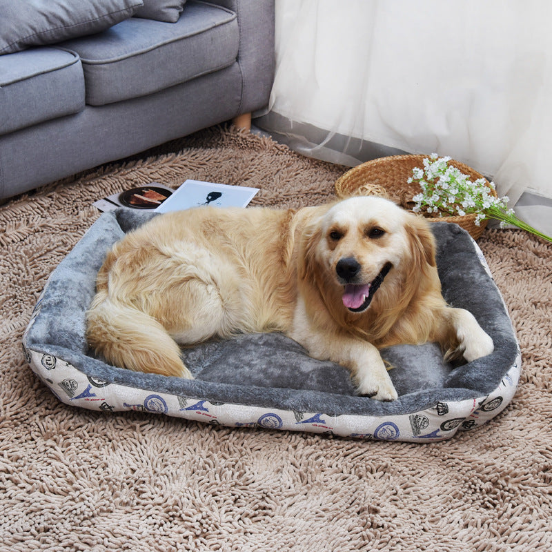 HKM-6416061 Cozy Pet Bed for All Dog Sizes in Soft Cloth ¨C Available in Brown, Gray, Pink, and Beige