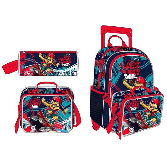 HKM-641619 Children's Customisable Backpack Set with Trolley - High-Quality Student School Bag