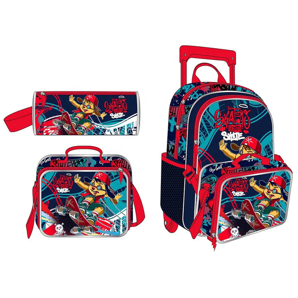 HKM-641619 Children's Customisable Backpack Set with Trolley - High-Quality Student School Bag