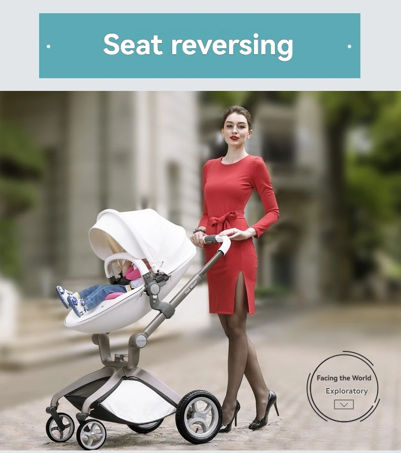 HKM-641683 Luxury 3-in-1 PU Leather Baby Stroller with High Landscape Design