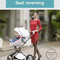 HKM-641683 Luxury 3-in-1 PU Leather Baby Stroller with High Landscape Design