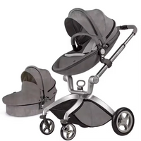 HKM-641683 Luxury 3-in-1 PU Leather Baby Stroller with High Landscape Design