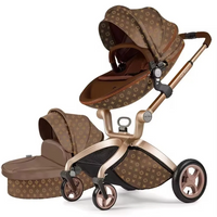 HKM-9641683 Luxury 3-in-1 PU Leather Baby Stroller with High Landscape Design