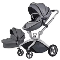 HKM-9641683 Luxury 3-in-1 PU Leather Baby Stroller with High Landscape Design