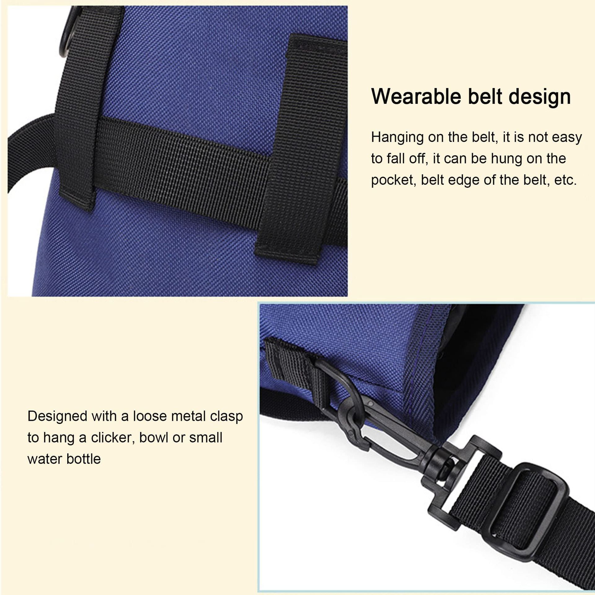 HKM-6417597 Dog Training Crossbody Bag for Outdoor Travel - Light Green & Dark Blue, Oxford Material, 15x7x17.5cm