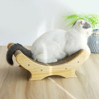 HKM-6417981 U-Shaped Corrugated Cat Scratcher with Pine Wood Base and Catnip Feature