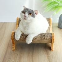 HKM-6417981 U-Shaped Corrugated Cat Scratcher with Pine Wood Base and Catnip Feature