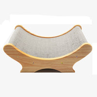 HKM-6417981 U-Shaped Corrugated Cat Scratcher with Pine Wood Base and Catnip Feature