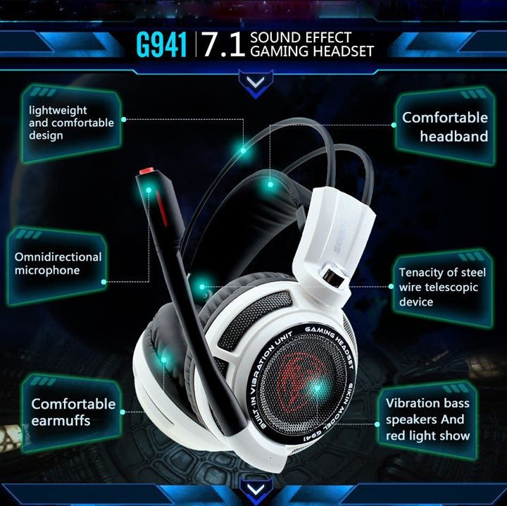 HKM-642003 Somic G941 Wired Gaming Headset with Noise Reduction, Over-Ear Design, and Built-in Microphone