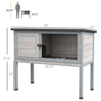 HKM-6421437 Compact Elevated Rabbit Hutch with Asphalt Roof and Removable Tray for Easy Cleaning