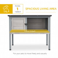 HKM-6421437 Compact Elevated Rabbit Hutch with Asphalt Roof and Removable Tray for Easy Cleaning