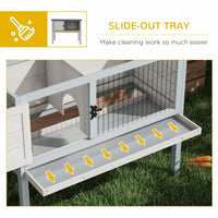 HKM-6421437 Compact Elevated Rabbit Hutch with Asphalt Roof and Removable Tray for Easy Cleaning