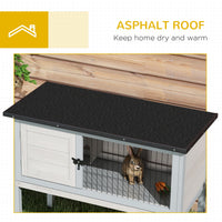 HKM-6421437 Compact Elevated Rabbit Hutch with Asphalt Roof and Removable Tray for Easy Cleaning