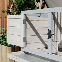 HKM-6421437 Compact Elevated Rabbit Hutch with Asphalt Roof and Removable Tray for Easy Cleaning