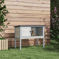 HKM-6421437 Compact Elevated Rabbit Hutch with Asphalt Roof and Removable Tray for Easy Cleaning